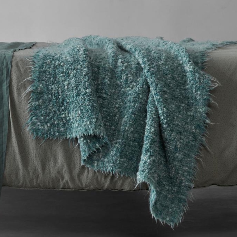Society Limonta bou plaid wool alpaca throw crab